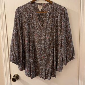 St. John's Bay Brown Floral Blouse